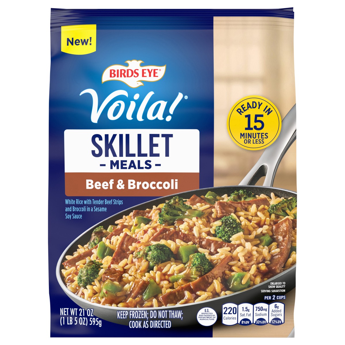 slide 1 of 4, Birds Eye Voila! Beef & Broccoli, Frozen Meal, 21 oz. Bag, 21 oz