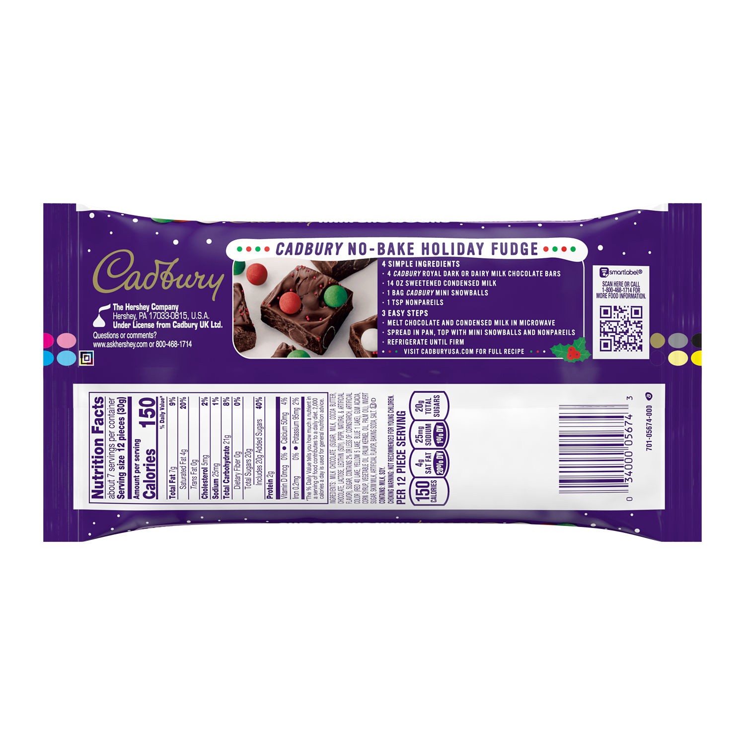 slide 2 of 4, CADBURY Mini Snowballs Milk Chocolate with a Crisp Sugar Shell Candy, Christmas, 7.3 oz, Bag, 7.3 oz