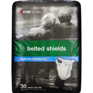 slide 1 of 1, CVS Health Moderate Absorbency Belted Shields, One Size, 30 Ct, 30 ct