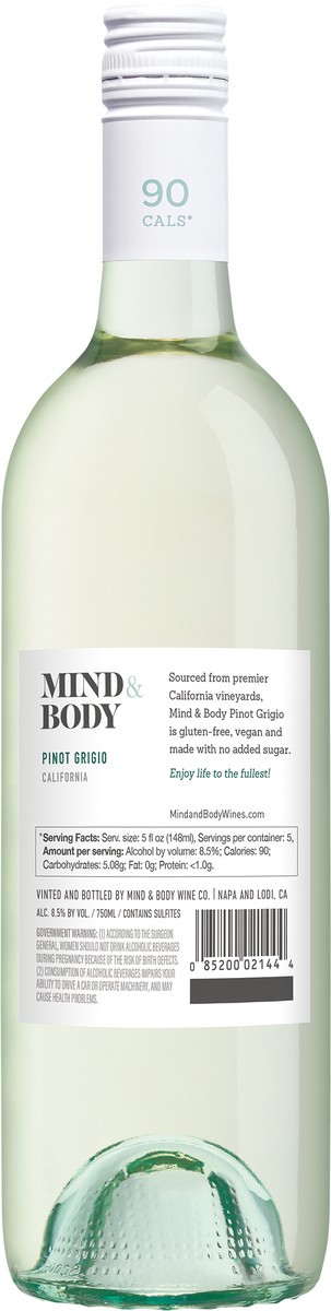 slide 3 of 3, Mind & Body California Pinot Grigio 750 ml, 750 ml