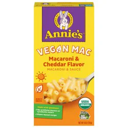 Annie's Vegan Mac and Cheddar Flavor Pasta and Sauce, Organic, Plant Based, Dinner Side or Snacks, 6 oz