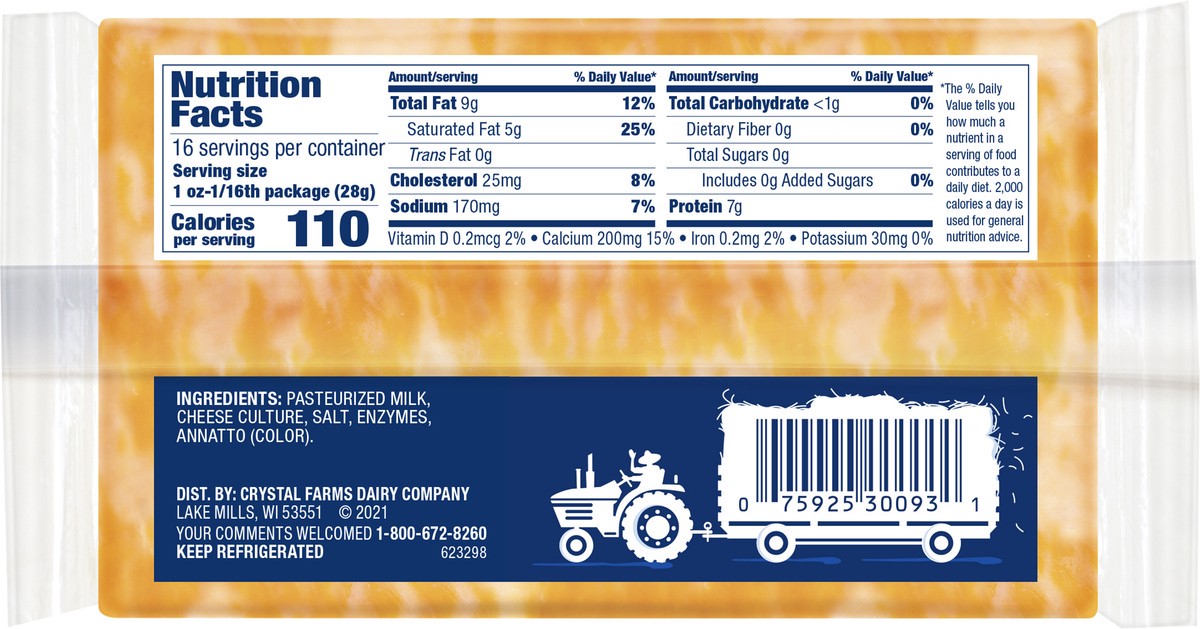 slide 8 of 8, Crystal Farms Cheese, 16 oz