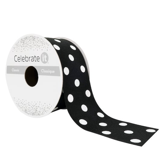 slide 1 of 4, 1.5" X 3yd. Grosgrain Polka Dot Ribbon By Celebrate It, 1.5 in x 3 yd