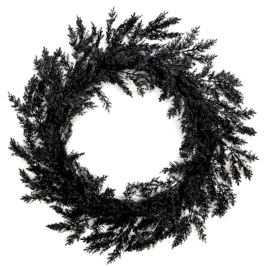 slide 1 of 3, 26" Black Cypress Wreath By Ashland, 26 in