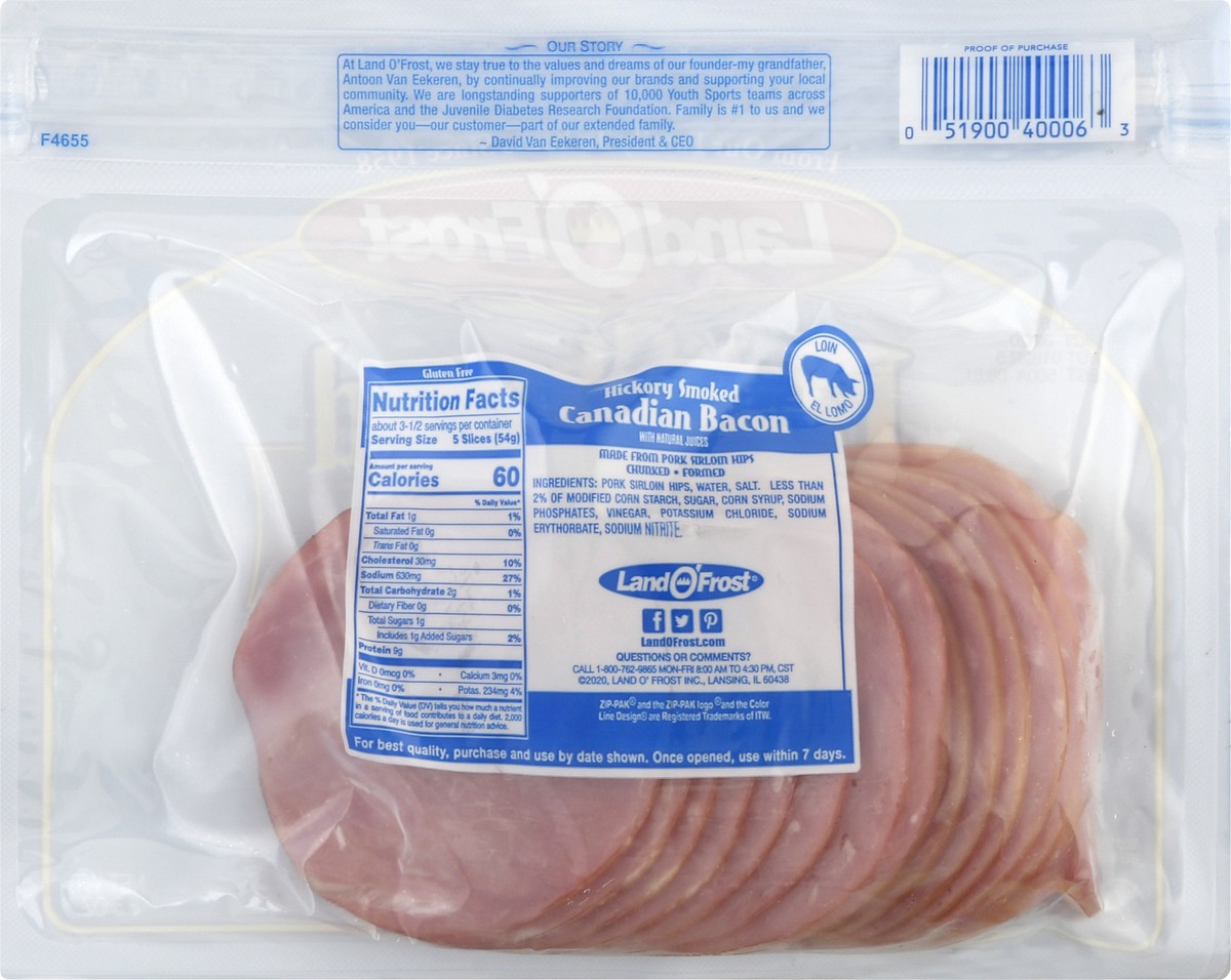 slide 6 of 13, Land O' Frost DeliShaved Hickory Smoked Canadian Bacon 6.5 oz, 6.5 oz