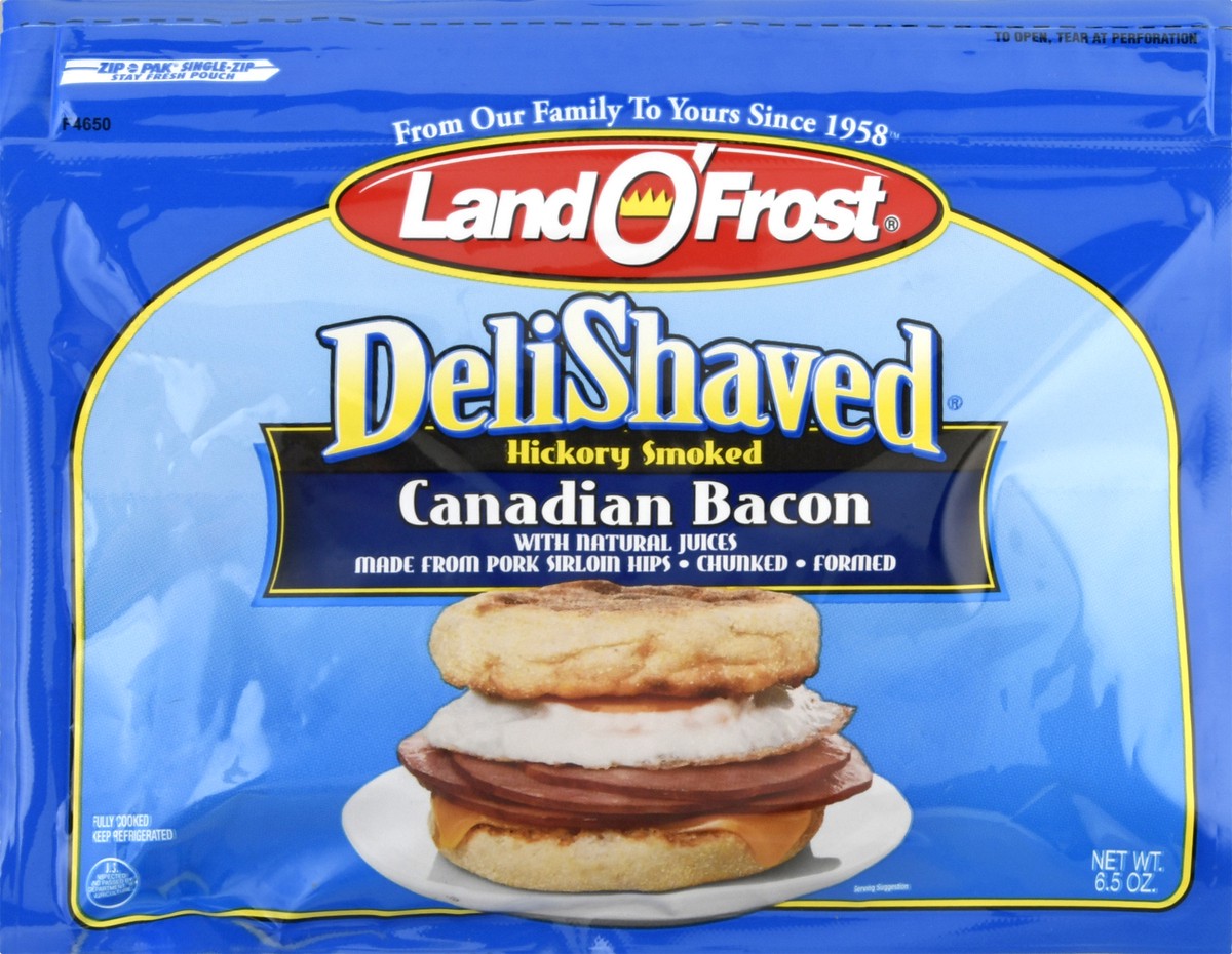 slide 7 of 13, Land O' Frost DeliShaved Hickory Smoked Canadian Bacon 6.5 oz, 6.5 oz