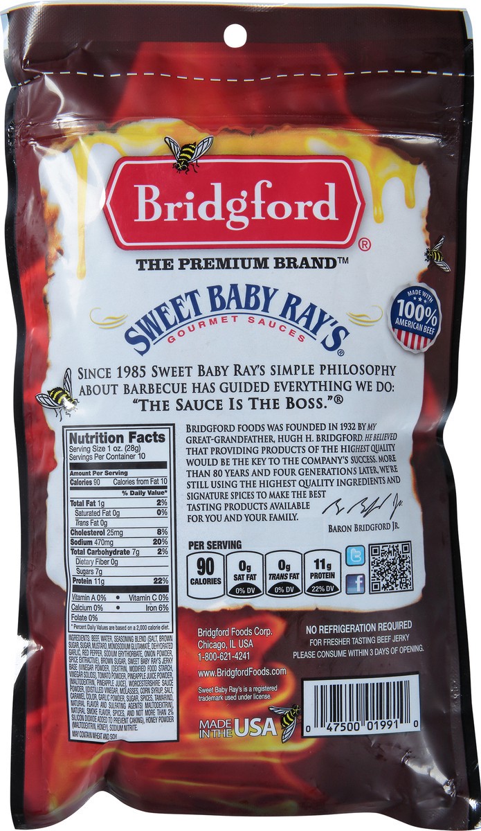 slide 10 of 13, Bridgford Honey Barbecue Beef Jerky Big Bag 10 oz, 10 oz