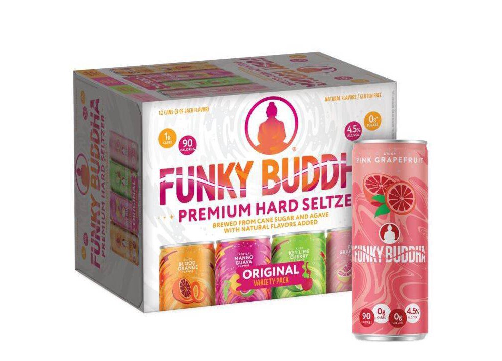 slide 8 of 13, Funky Buddha Premium Hard Seltzer Funklightened Variety Pack, 12 pk 12 fl oz Cans, 4.5% ABV, 144 fl oz