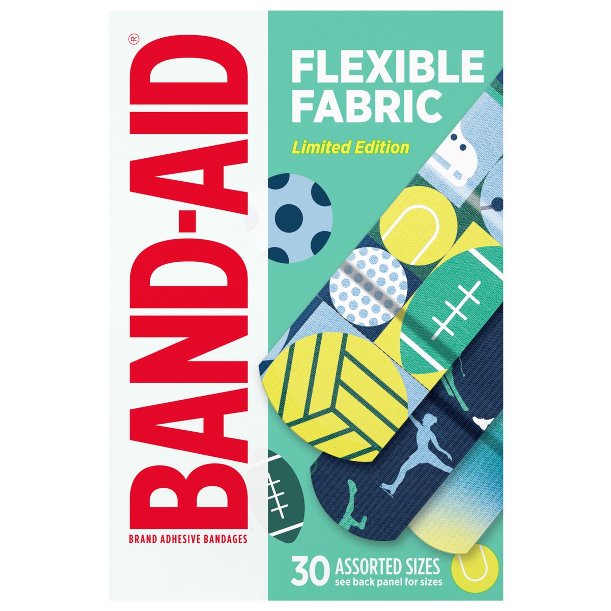 slide 1 of 11, BAND-AID Brand Flexible Fabric Bandages, Sports, Assorted, 30 ct, 30 ct