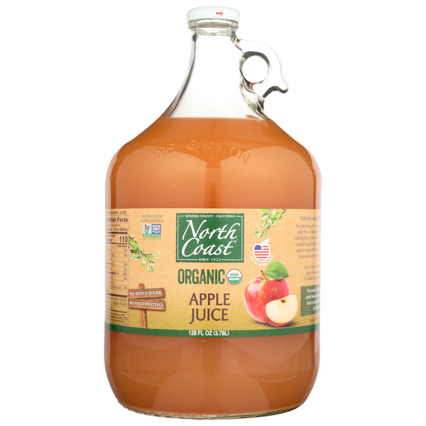 slide 1 of 1, North Coast Organic Apple Juice, 128 oz