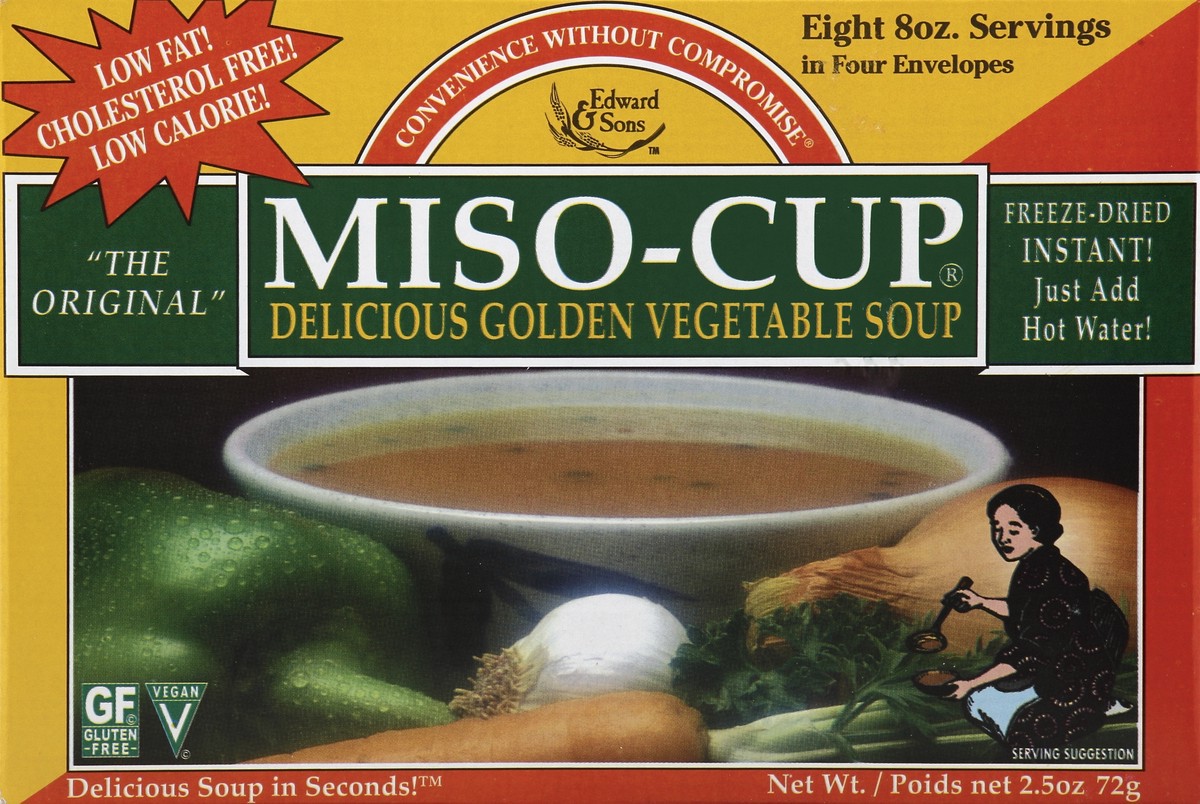 slide 2 of 4, Edward & Sons Miso Cup Delicious Golden Vegetable Soup, 8 ct; 8 oz