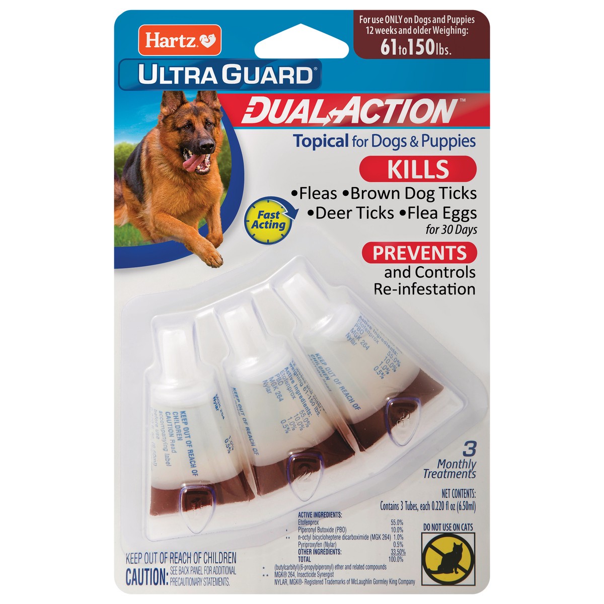 slide 1 of 21, Hartz Dual Action Topical For Dogs & Puppies 61 TO 150 LBS - 3 PK, 3 ct