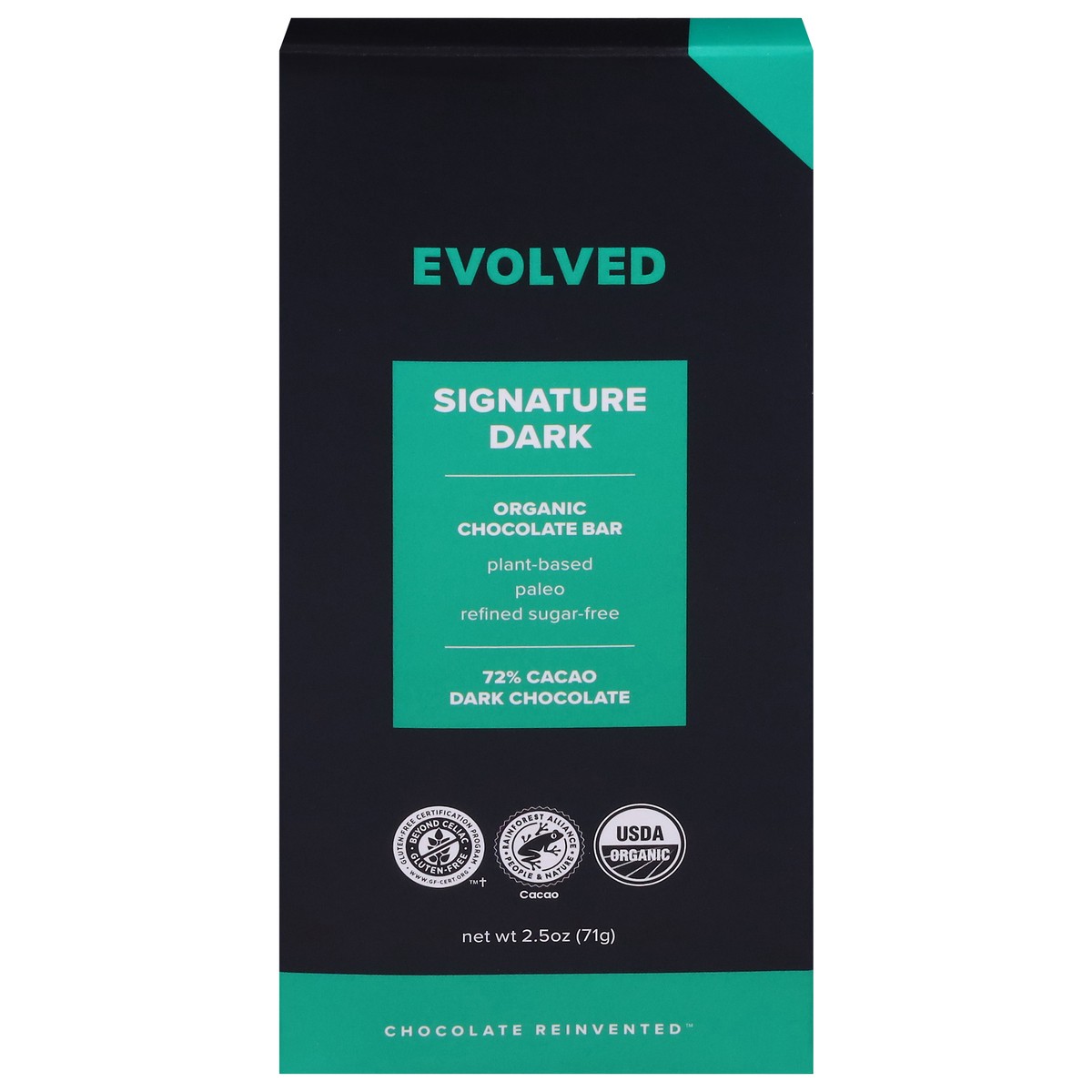 slide 1 of 9, Evolved Signature Dark Chocolate Bar, 2.5 oz