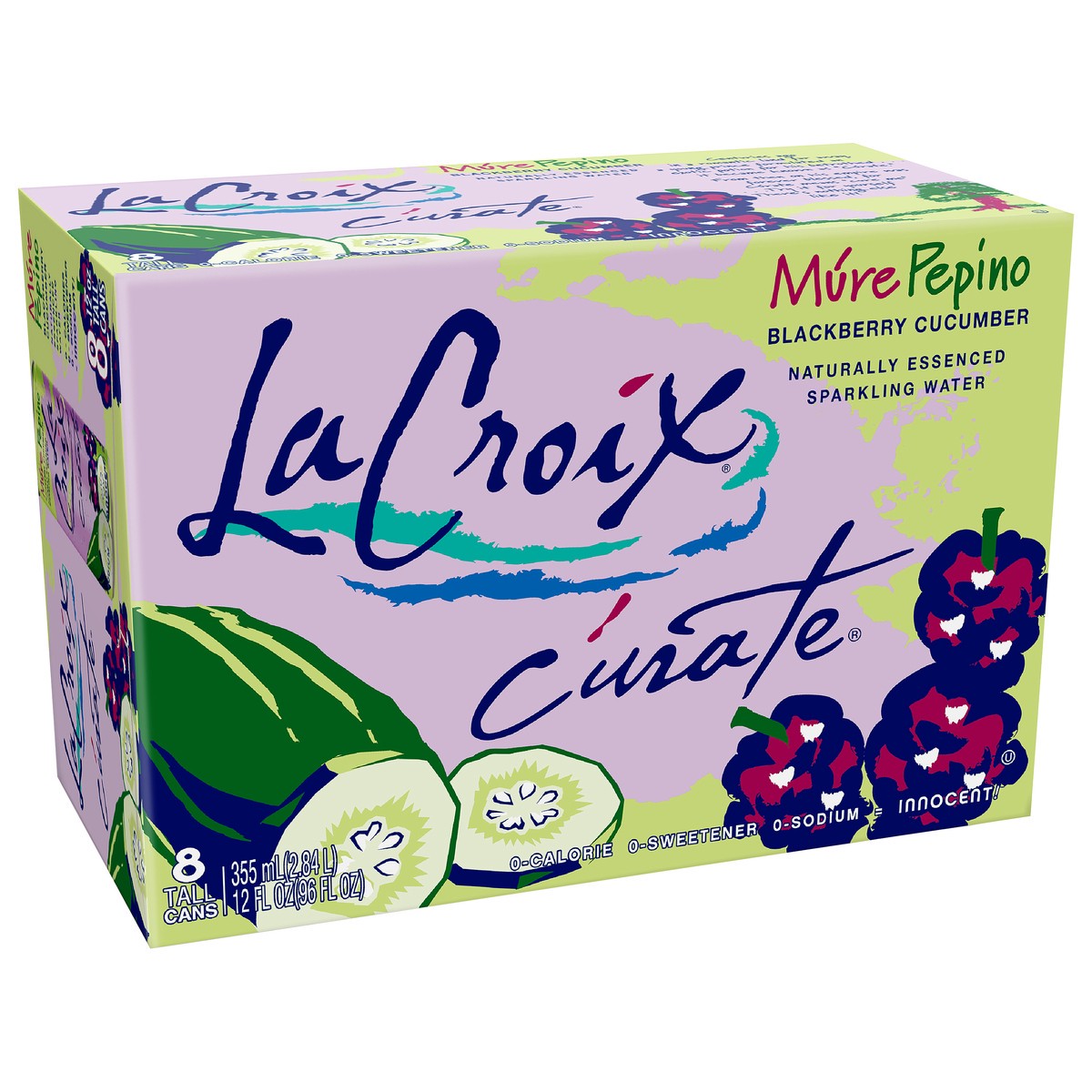 slide 2 of 8, La Croix Sparking Water / Mure Pepino / Blackberry Cucumber - 96 fl oz, 8 ct; 12 fl oz