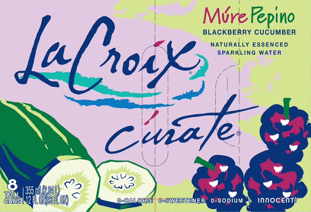 slide 8 of 8, La Croix Sparking Water / Mure Pepino / Blackberry Cucumber - 96 fl oz, 8 ct; 12 fl oz