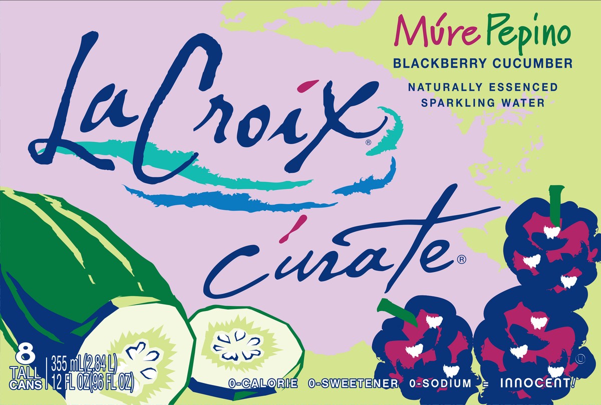 slide 1 of 8, La Croix Sparking Water / Mure Pepino / Blackberry Cucumber - 96 fl oz, 8 ct; 12 fl oz