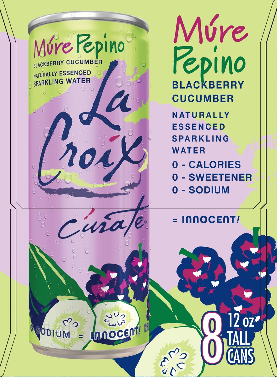 slide 5 of 8, La Croix Sparking Water / Mure Pepino / Blackberry Cucumber - 96 fl oz, 8 ct; 12 fl oz