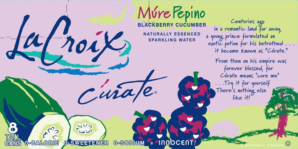 slide 6 of 8, La Croix Sparking Water / Mure Pepino / Blackberry Cucumber - 96 fl oz, 8 ct; 12 fl oz