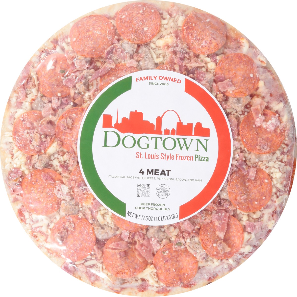 slide 4 of 13, Dogtown St. Louis Style 4 Meat Frozen Pizza 17.5 oz, 17.5 oz