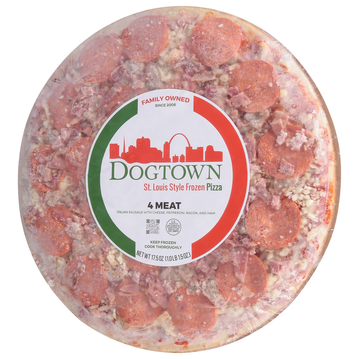 slide 11 of 13, Dogtown St. Louis Style 4 Meat Frozen Pizza 17.5 oz, 17.5 oz