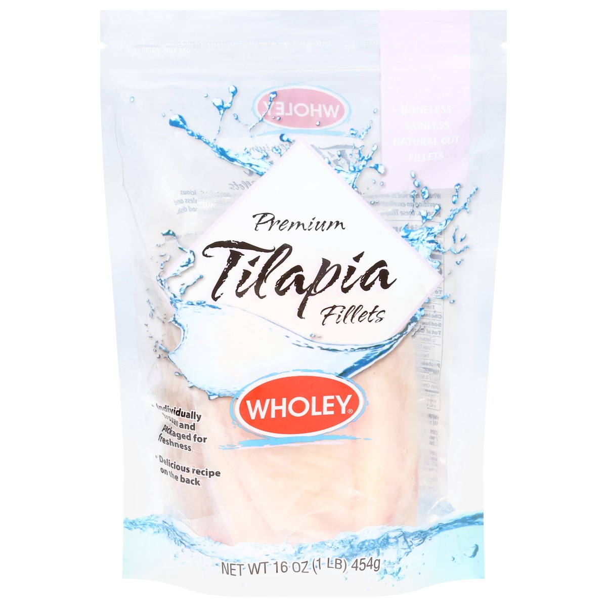 slide 1 of 9, Wholey Boneless Skinless Premium Tilapia Fillets 16 oz, 16 oz