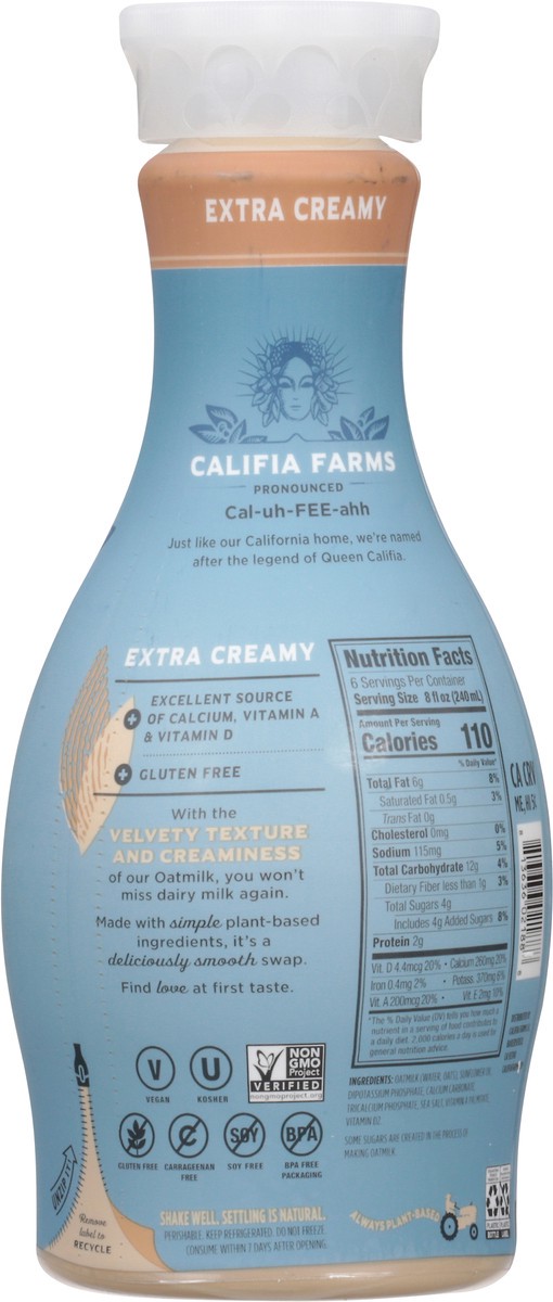 slide 5 of 9, Califia Farms Extra Creamy Oat Milk, 48 fl oz