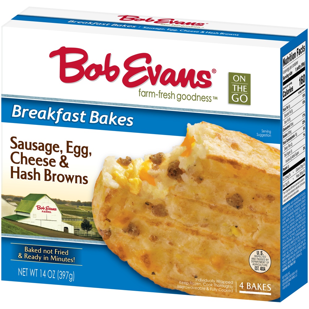 slide 3 of 8, Bob Evans Sausage Egg Cheese & Hash Browns Breakfast Bakes, 14 oz