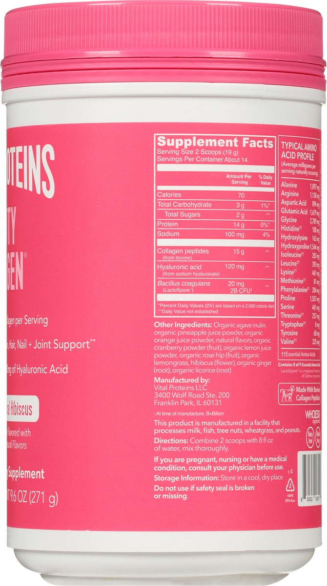 slide 3 of 13, Vital Proteins Tropical Hibiscus Beauty Collagen 9.6 oz, 9.6 oz