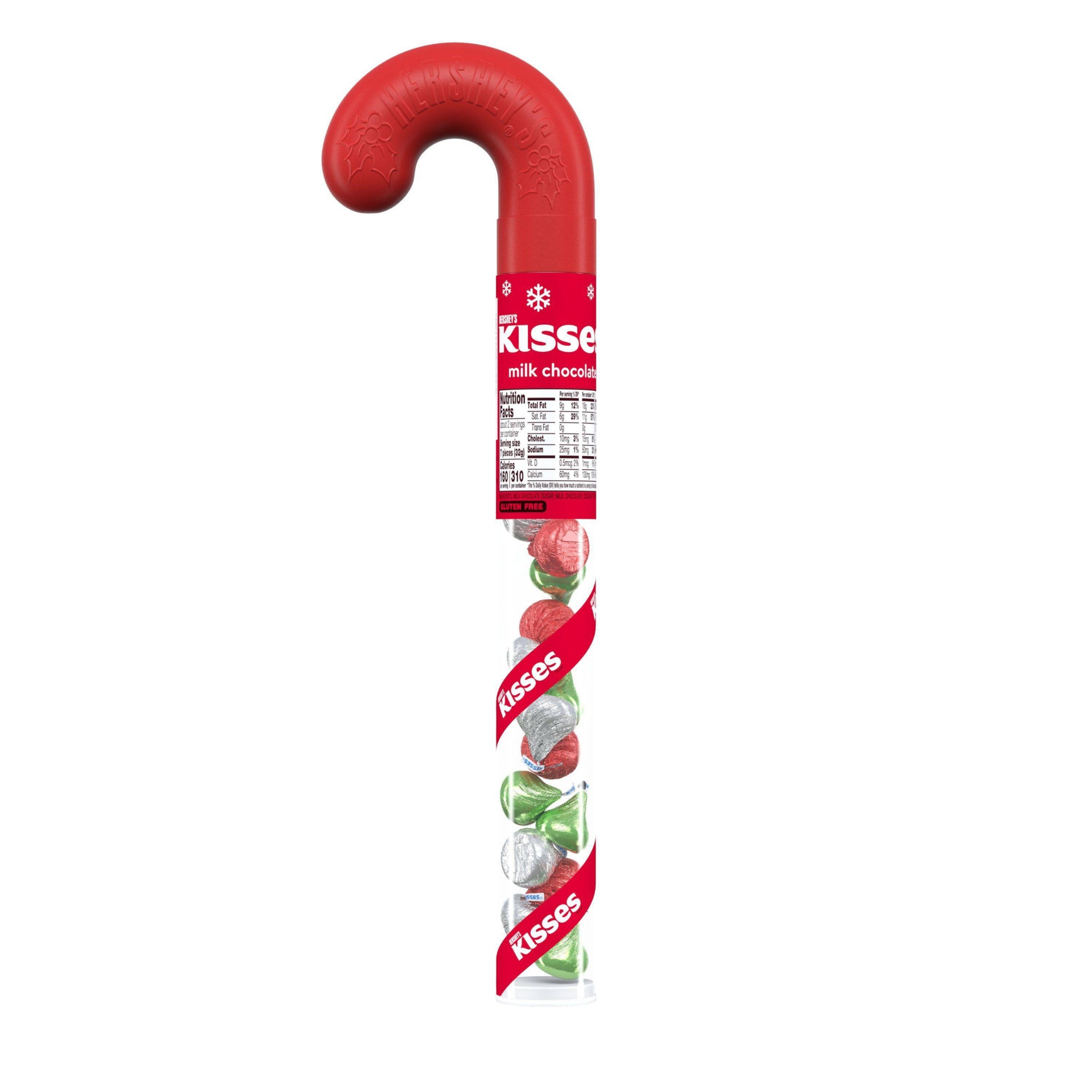 slide 1 of 1, Hershey's Hersey's Kisses Filled Candy Cane, Milk Chocolate, 2.24 oz