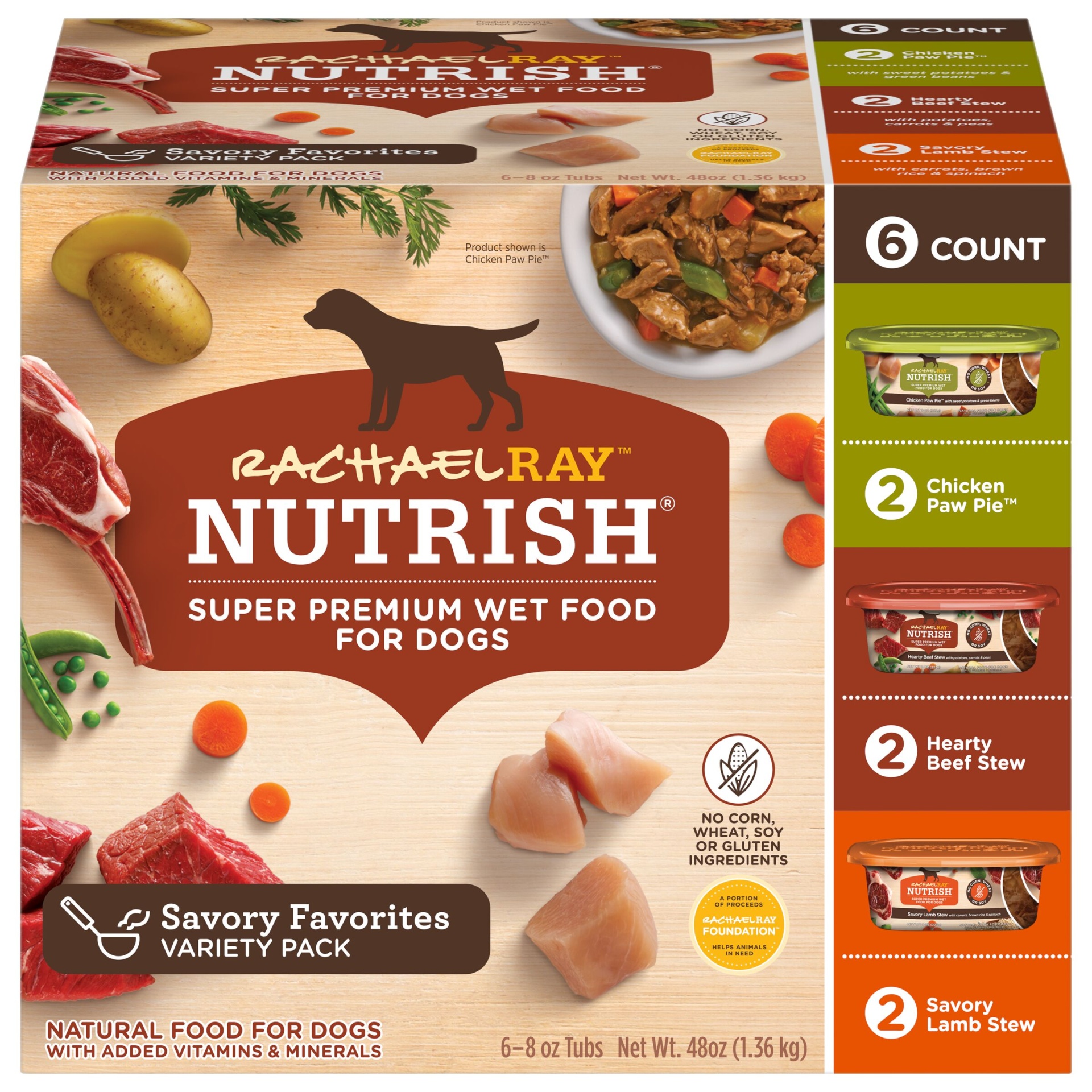 slide 1 of 1, Rachael Ray Nutrish Natural Wet Dog Food Variety Pack, 6 ct; 8 oz