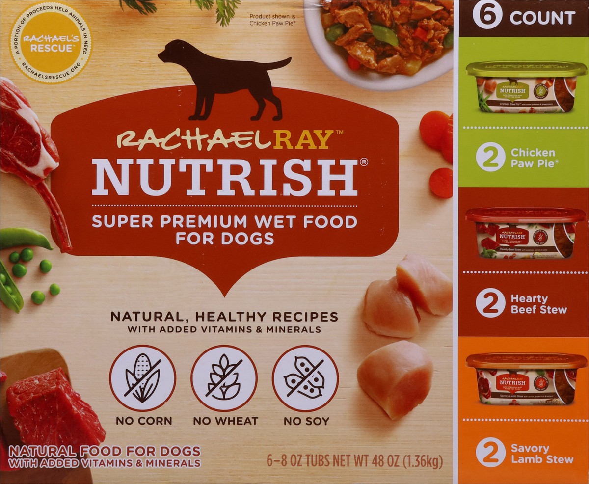 slide 9 of 9, Rachael Ray Nutrish Natural Premium Wet Dog Food, Savory Favorites Variety Pack, 8 oz. Tub (Pack of 6), 8 oz