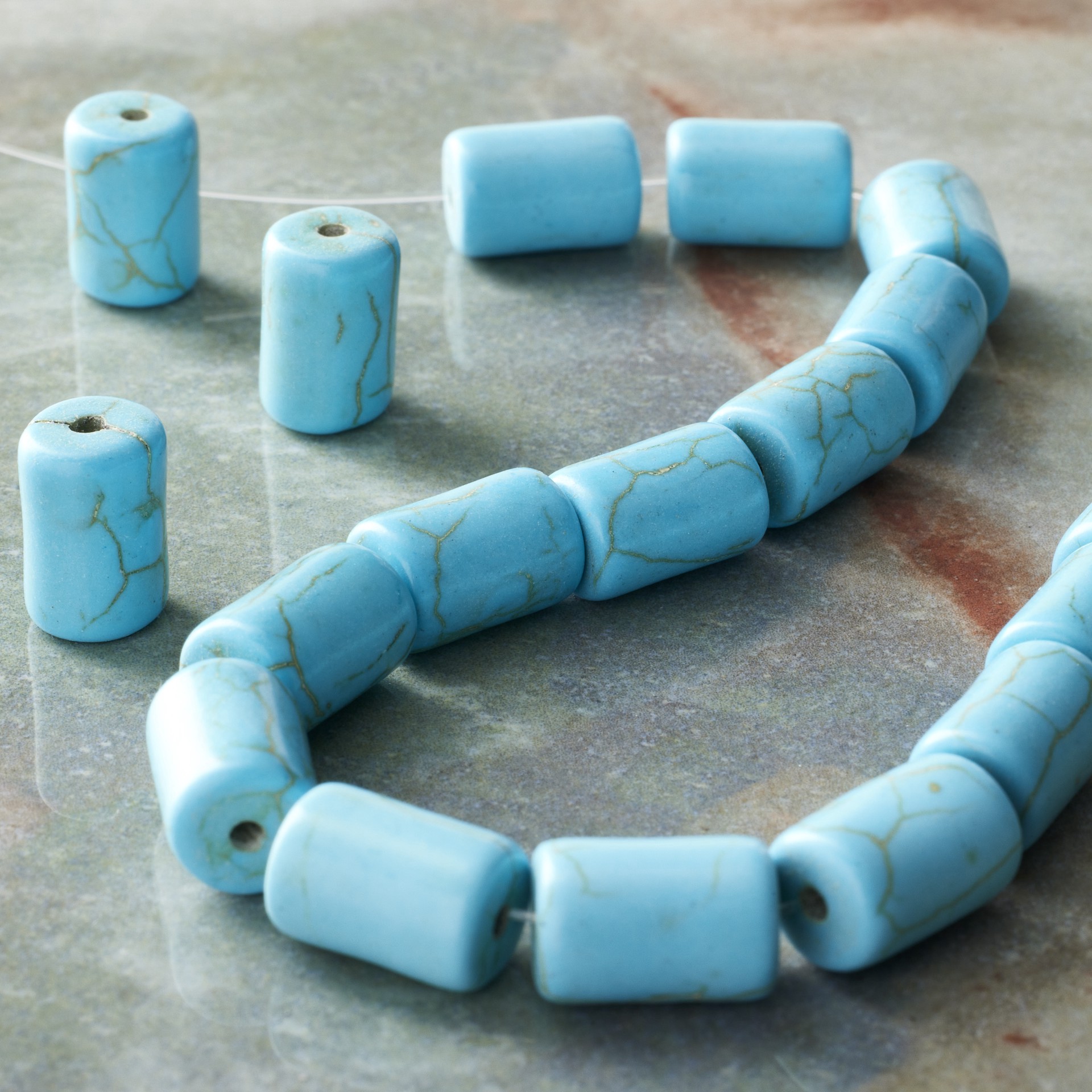 slide 2 of 3, Turquoise Howlite Tube Beads, 12mm By Bead Landing, 12mm