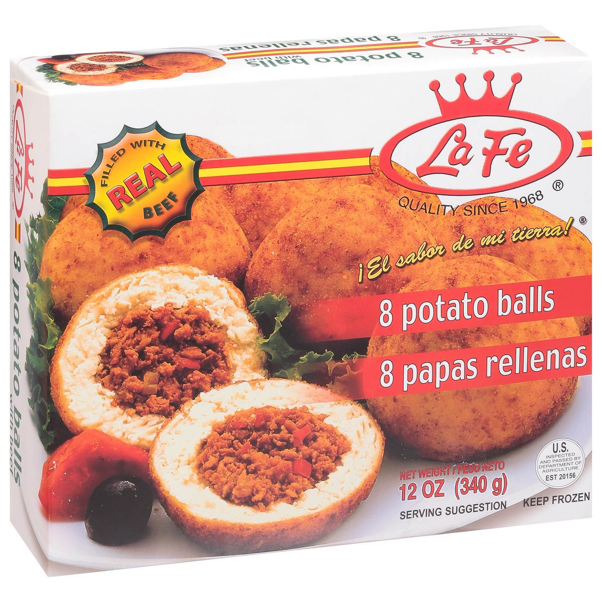 slide 2 of 13, La Fe Potato Balls with Beef 8 ea, 8 ct