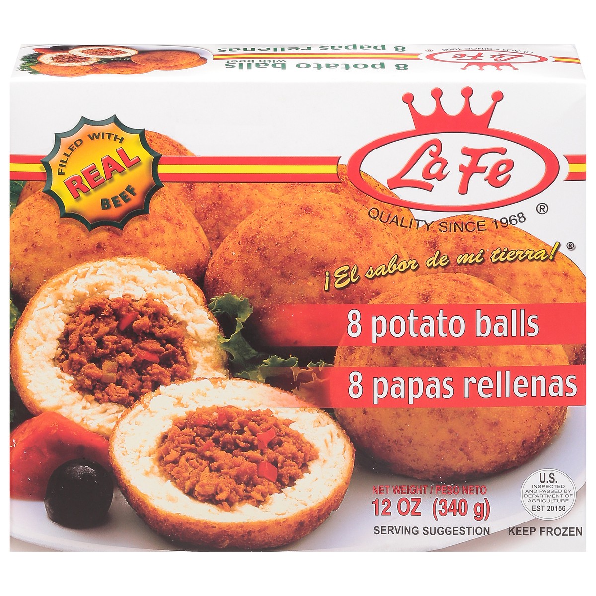 slide 4 of 13, La Fe Potato Balls with Beef 8 ea, 8 ct