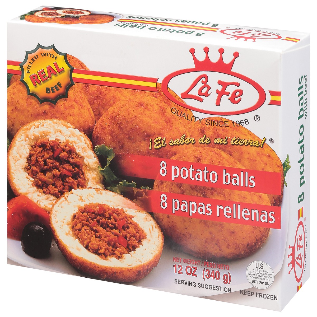 slide 5 of 13, La Fe Potato Balls with Beef 8 ea, 8 ct