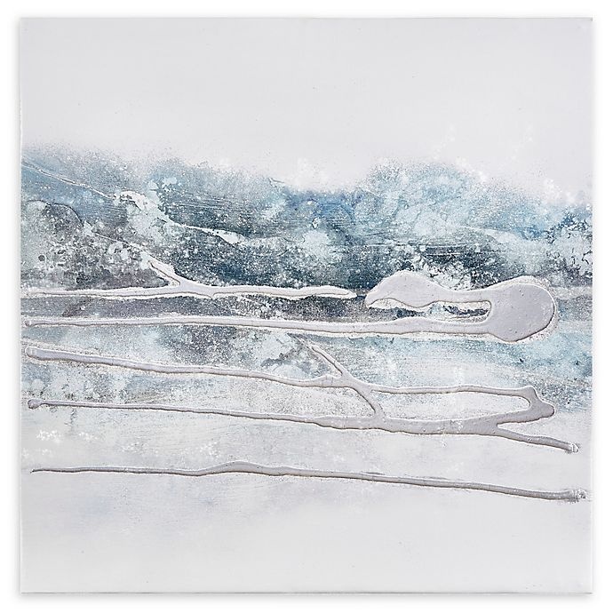 slide 1 of 8, Madison Park Blue Glacier Heavy Textured Canvas Square Wall Art - Blue/Silver, 27 in