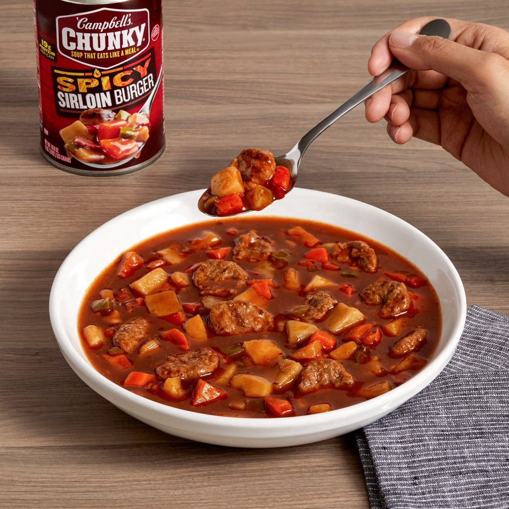 slide 4 of 17, Campbell's Campbell''s Chunky Soup, Spicy Sirloin Burger Soup, 18.8 oz Can, 18.8 oz