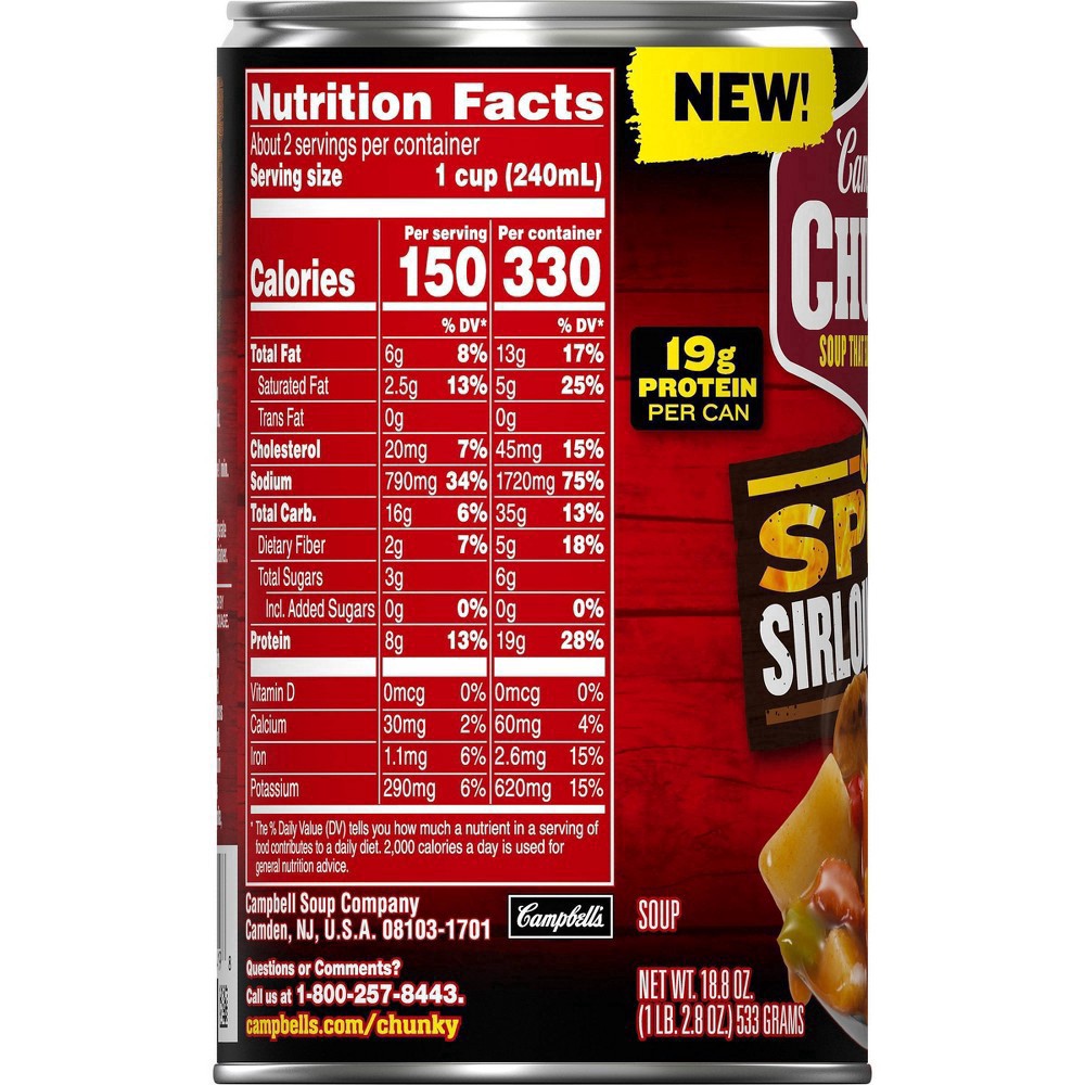 slide 5 of 17, Campbell's Campbell''s Chunky Soup, Spicy Sirloin Burger Soup, 18.8 oz Can, 18.8 oz