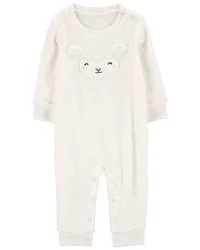 Carter's Baby Sheep Fuzzy Jumpsuit White NB