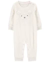 Carter's Baby Sheep Fuzzy Jumpsuit White NB