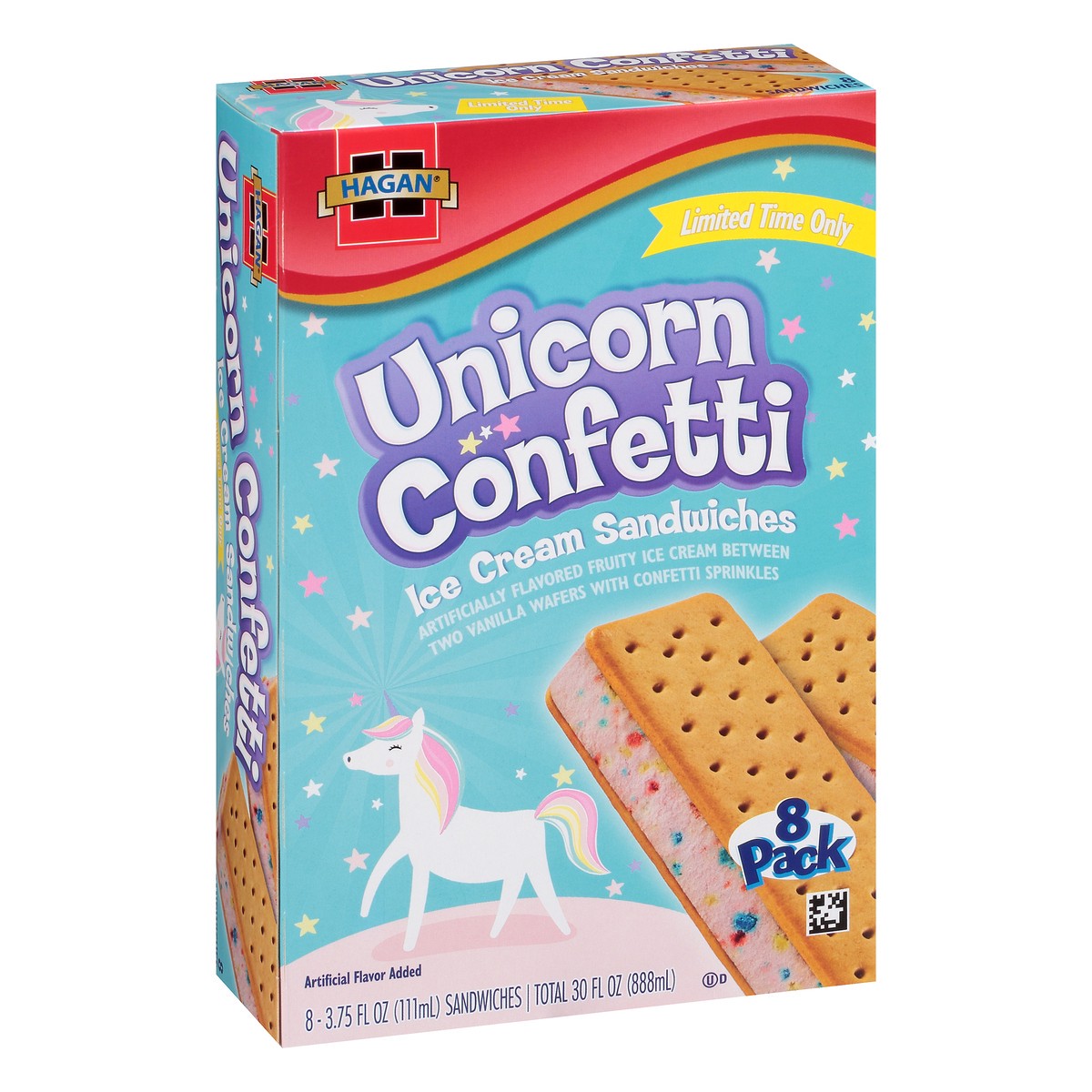slide 2 of 10, Hagan Unicorn Confetti Ice Cream Sandwiches 8 ct Box, 30 fl oz