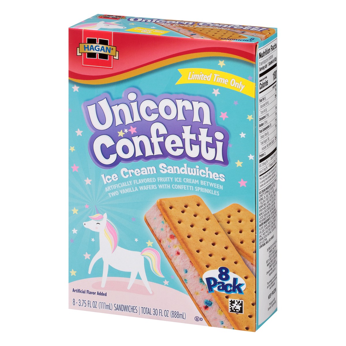 slide 6 of 10, Hagan Unicorn Confetti Ice Cream Sandwiches 8 ct Box, 30 fl oz