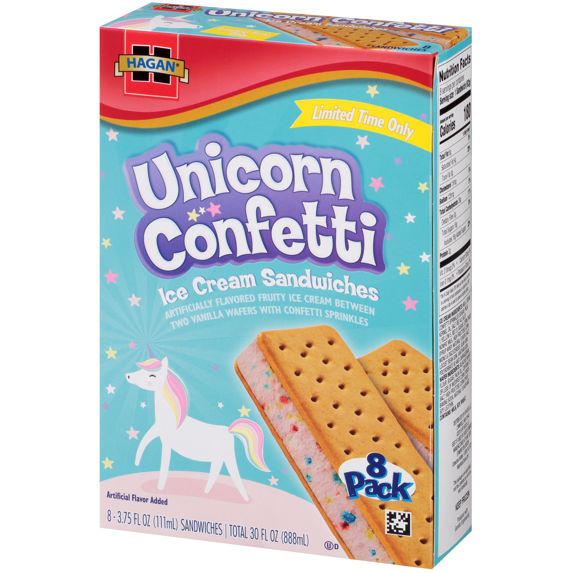 slide 3 of 7, Hagan Limited Edition Unicorn Confetti Ice Cream Sandwich, 3.75 oz