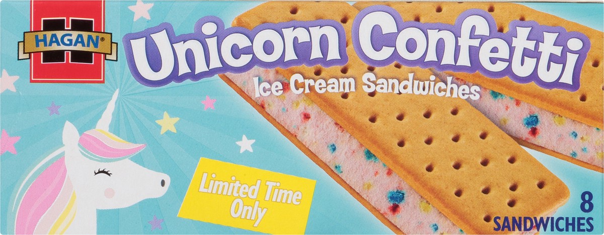 slide 8 of 10, Hagan Unicorn Confetti Ice Cream Sandwiches 8 ct Box, 30 fl oz