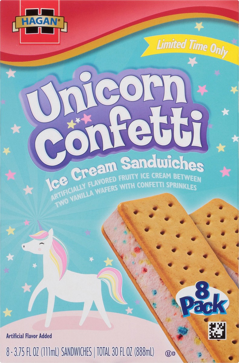 slide 10 of 10, Hagan Unicorn Confetti Ice Cream Sandwiches 8 ct Box, 30 fl oz