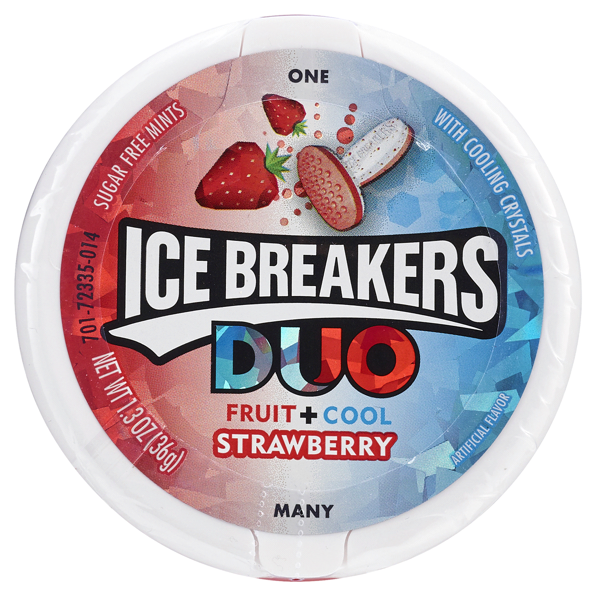 slide 1 of 2, Ice Breakers Duo Strawberry Sugar Free Mint Candies, 1.3 oz