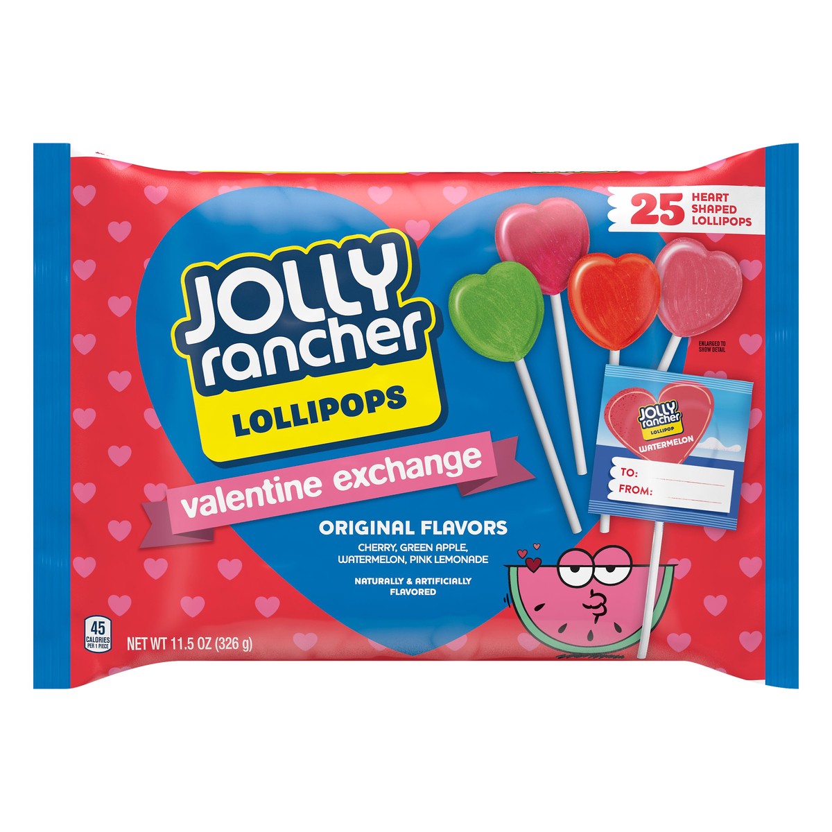 slide 7 of 7, Jolly Rancher Heart Shaped Valentine Exchange Original Flavors Lollipops 25 ea, 25 ct