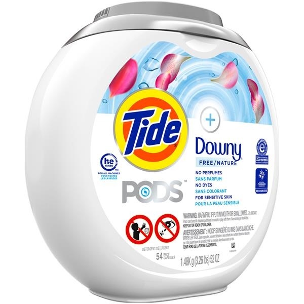 slide 1 of 1, Tide Pods + Downy Free Liquid Laundry Detergent Pacs, 54 ct