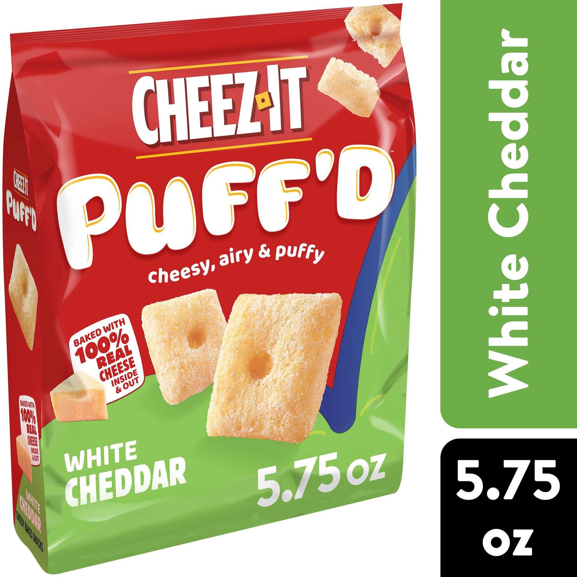 slide 1 of 5, Cheez-It Puff'd Cheesy Baked Snacks, Puffed Snack Crackers, Kids Snacks, White Cheddar, 5.75oz Bag, 1 Bag, 5.75 oz