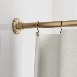 Zenna Home Rustproof Adjustable Tension Decorative Shower Curtain Rod, 50-86 in., Gold